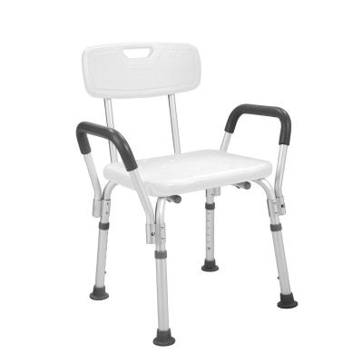 China Bathroom Aluminum Safety Aluminum Shower Chair With Armrest With Back for sale