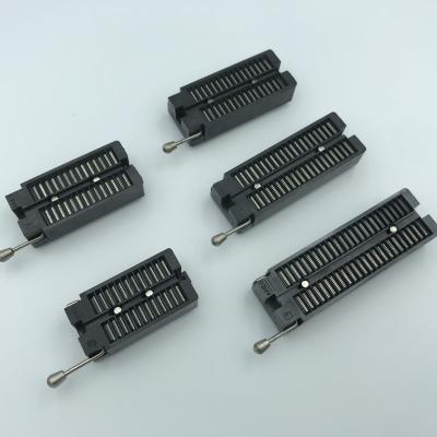 China Round PCB 2.54mm ZIF IC Test Socket Pin Black Color for sale