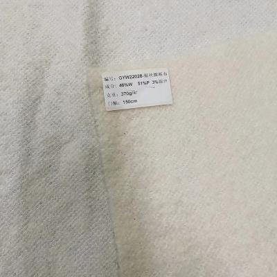 China Stain repellent 2022 apparel with wool fabriccraft knitted wool fabric 51% polyester 46% 3%filamentary wool silver for sale