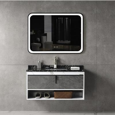 China Waterproof 555 Style Modern Washroom Wall Bathroom Vanity Cabinet With Smart Mirror for sale