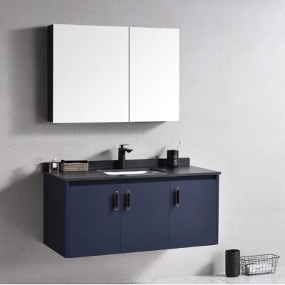 China Modern Design Waterproof Furniture 600mm-1000mm 555 Stainless Steel Vanity Wash Wall Mounted Bathroom Cabinet with Sink and Mirror for sale