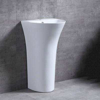 China Easy Clean Ceramic Bathroom Sanitary Ware White Wash Basin Pedestal Sink for sale