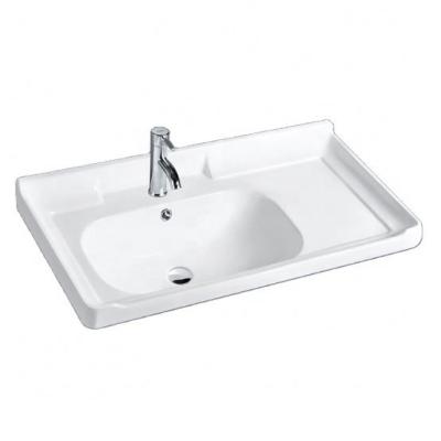 China Rectangular 80cm Famous Modern Bathroom Vanity Slim Counter Edge Brand Ceramic Basin Sink for sale