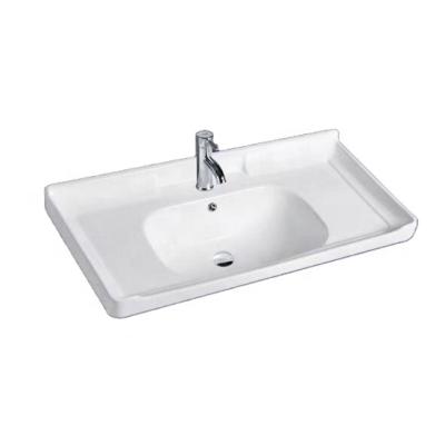 China Rectangular 80cm Famous Modern Bathroom Vanity Slim Counter Edge Brand Ceramic Basin Sink for sale