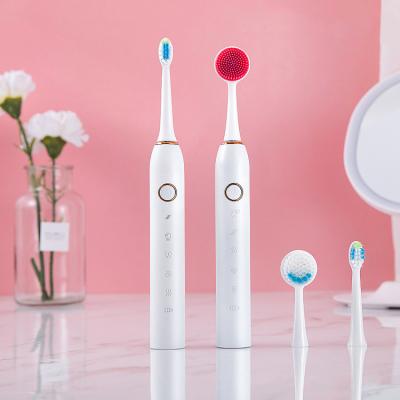 China Silicone Rubber Big Head Makeup Electronic Toothbrush Set Battery Operated Production Line for sale