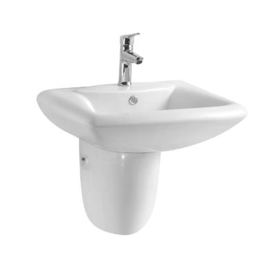 China Modern Luxury Ceramic Wash Basins Bathroom Sink Semi Hanging Pedestal Wash Basin (WB206) for sale