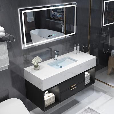 China Environmental Friendly Modern Wash Basin With Mirror Bathroom Cabinets Wall Mounted Vanity With Plywood Bathroom Cabinet for sale