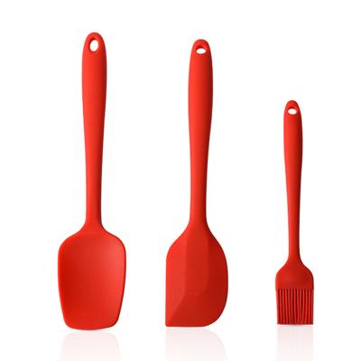 China Sustainable 3 Piece Set Silicone Spatula Cream Scraper Cake Cookie Making Tools Bakeware Pastry Spatulas Bakeware for sale