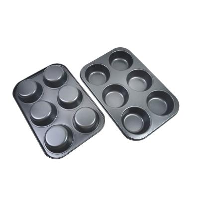 China Viable Custom Large Tray 6 Cavity Non-Stick Baking Cake Pan Carbon Steel Champagne Gold Cannel Bakeware for sale