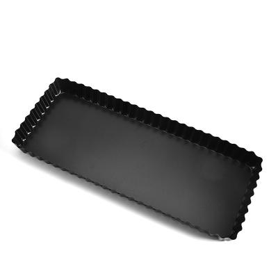 China Black Carbon Steel Bakeware Bread Pizza Nonstick Baking Pan Removable Tray Rectangle Shape Cake Pan Sustainable Custom Cake Pan for sale