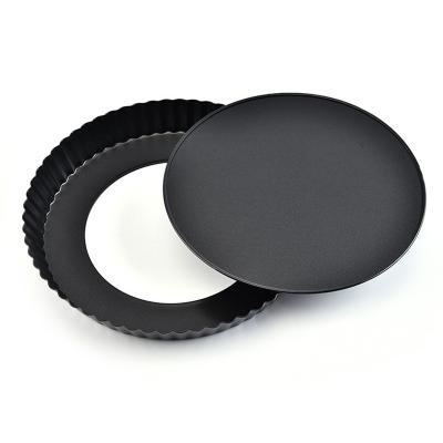 China Black Carbon Steel Bakeware Removeable Bread Pizza Non-Stick Baking Pan Tray Round Shape Cake Pan Viable Custom Cake Pan for sale