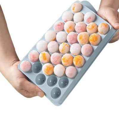 China Hot Selling 33 Cavity Ice Cube Tray Ice Ball Maker Mini Viable Non-Stick Round Ice Cream Mold for sale