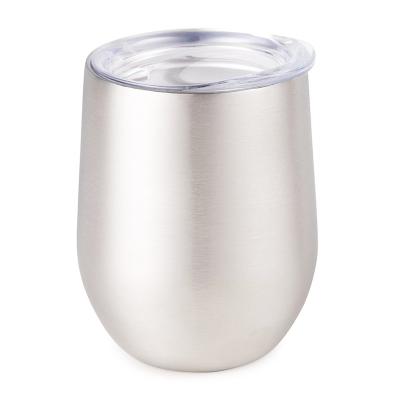 China Stemless Stainless Steel 12oz Double Wall Sustainable Wine Tumbler With Lid for sale