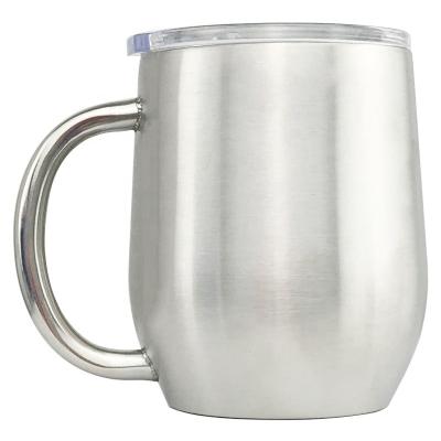 China Sustainable 12 Oz Stainless Steel Coffee Mug Tumbler Double Wall Vacuum Insulated Handle for sale