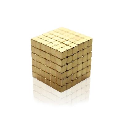 China Industrial Magnet High Performance Gold Plated Block Neodymium Magnet Gold Cube Magnet for sale