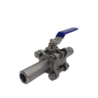 China 1000WOG Industrial Gauge 304 Stainless Steel 3PC Extended Butt Weld Ball Valve for sale