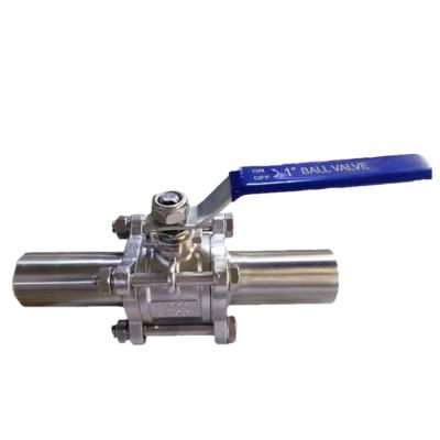 China Industrial 1000WOG 304 Stainless Steel Extended Welded Ball Valve 3PC Extended Butt Weld Ball Valve for sale