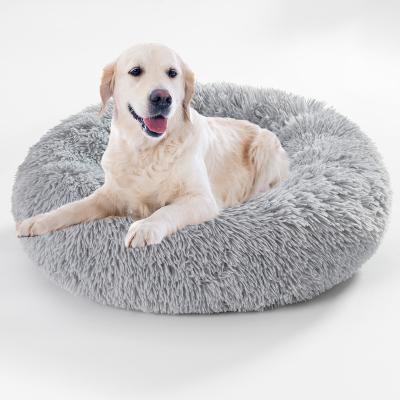 China Removable And Washable Round Plush Sustainable Pet Bed Warm Cat And Dog Pet Bed for sale