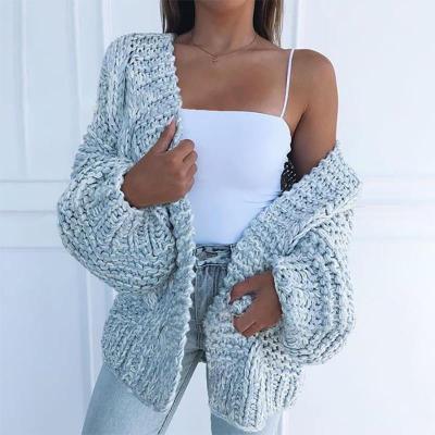 China Breathable Women Fall Winter Long Cardigan Sweater Coat Gear Sleeve Sweater Knitting Cardigan for sale