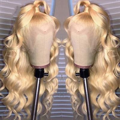 China Swiss Humano 18-40 Inch Swiss Frontal Humano 18-40 Inch Long Wave 13x4 Hd Full Lace Human Hair Wigs Blonde 613 for sale