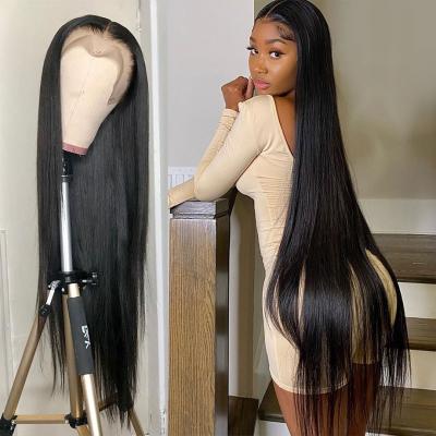 China 100 hd super virgin unprocessed water wave 12a human hair lace front wig straight 13x4 frontal headband for sale