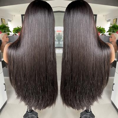 China Best Quality Straight Pre Pluck Transparent Swiss Straight Lace Front 13x6 Human Hair Lace Front Wigs HD Lace Wigs for sale