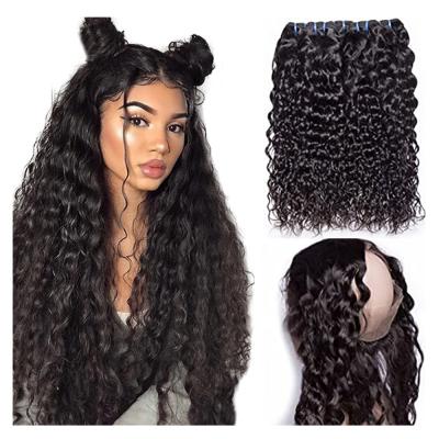 China Water Wave 12A Align Human Hair Double Unprocessed Virgin Peruvian Virgin Human Hair Weave Drawn Water Wave Bundles for sale