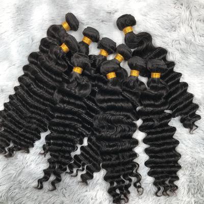 China Deep Wave 10a Mink Hair Brazilian Virgin Double Bundles Deep Wave Drawn Wave Bundles Hair Extensions 36 38 40 50 Inch for sale