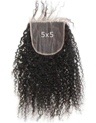 China 100% Virgin Human Hair FDX Cheap Raw Unprocessed Indian Human Hair 5x5 Lace Closure Weave Hair With Kinky Curly Closure For Black Women for sale