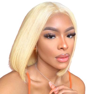 China FDX Raw Virgin Human Hair Lace Front Wig 613 Straight Blonde Straight Cuticle Aligned Hair for sale