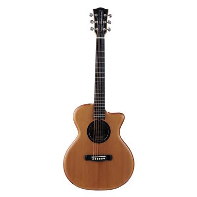 China Amphitheater cut single guitar 38 inch flat side bottom veneer acoustic guitar single flawless handmade gold nanmu for sale