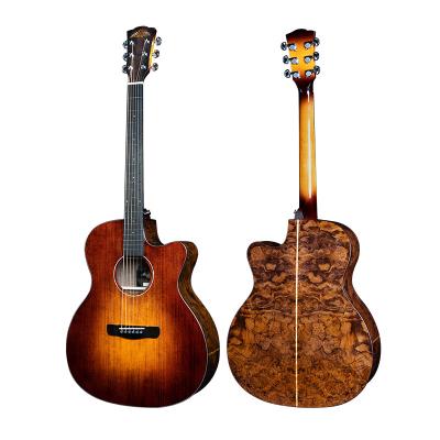 China 6 Inch Chinese High Quality Solid Spruce String Hardware 41 Knots Black Walnut Top Acoustic Guitar for sale