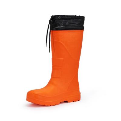 China EVA Orange Unisex Rain Waterproof Anti Slip Lightweight Shoe Covers Boot Light Knee High Women Rain Boots for sale