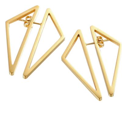 China Fashionable Geometric Oversized Steel Gold Plated Women's Stud Earrings 18K Titanium Girl Circle Earrings Water Resistant Large for sale