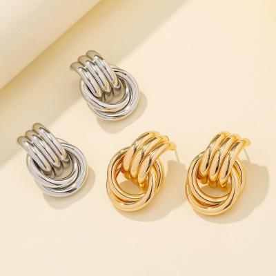 China FASHIONABLE Hot Selling Funky Thick Circle Perforations Earrings Gold Plated Earrings Jewelry 18k Fashion Women Jewelry for sale