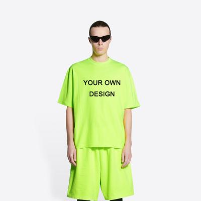 China Breathable Oversized Drop Shoulder T-shirt Design Men's Tees Cotton Fitness Custom Printing T-shirt in Yellow for sale