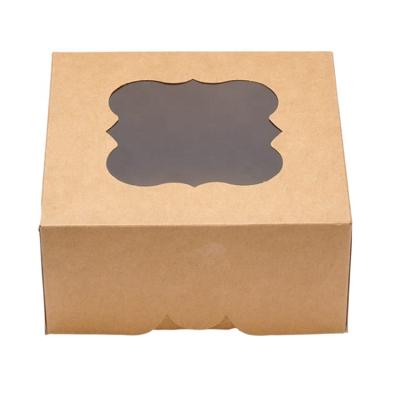 China New Design Materials Small Window Christmas Cookie Bread Custom Automatic Bakery Recycled Cake Box With PVC Window 12 Packs for sale