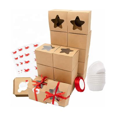 China Customized18inch Premium Cute Recycled Materials Cardboard Christmas Brownie Cake Craft Color Stock Contract Box With Ribbon for sale