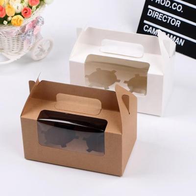 China Recyclable Velvet 6 x 6 x 3 Pastry Printing Natural Brown Bakery Cupcake Plain Kraft Paper Muffin Packing Box Container With Wind for sale