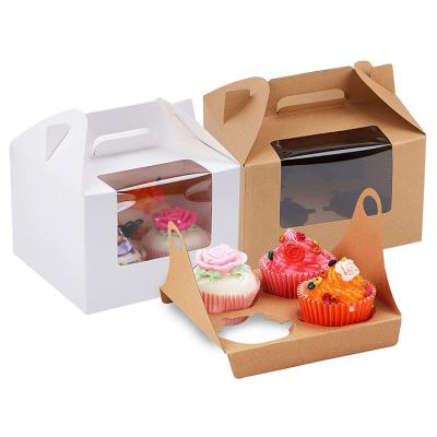 China Single Crafted 4 Count Recyclable Plain Cupcake Wrapping Paper Cupcake Box Black And White Pink Marble Stripe for sale