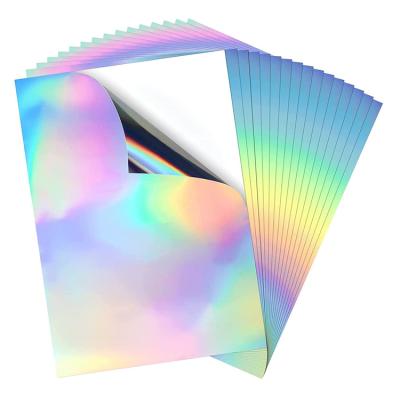 China Inch 22 Sheets Recyclable Holographic Adhesive Sticker Rainbow X11 Waterproof Vinyl Paper 8.5 For Inkjet And Laser Printer Us Letter Size for sale