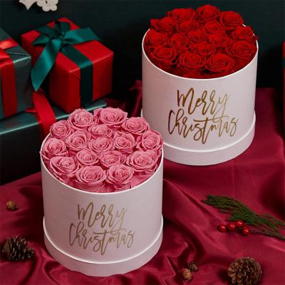 China Pretty Recyclable Custom Empty Birthdays Wedding Valentine's Day Florist Bouquet Cardboard Packaging Round Flower Gift Paper Box With Lids for sale