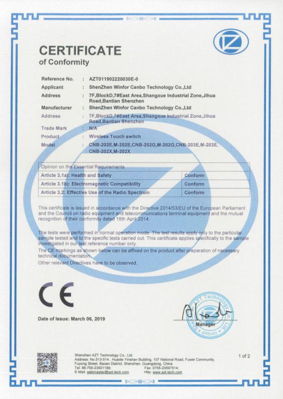 CE - Shenzhen Winfor Canbo Technology Co., Ltd.