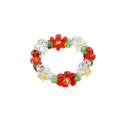 China Bobemia Cute Handmade Elastic Ring Daisy Flower Bead Rings Factory For Women Teens Girls for sale