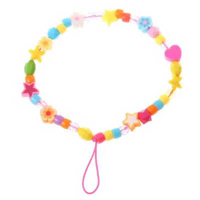 China Hot Selling Cute Phone Charm String Acrylic Cell Phone Accessory Beads Phone Charm Strap Phone Chain For Woman for sale