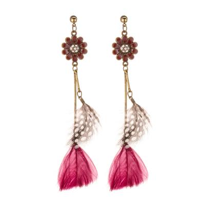 China BOHEMIA Sun flower feather earrings female European and American style exotic long earrings for sale