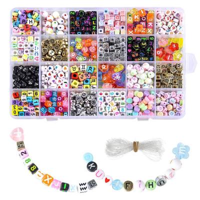 China 24 Grids Square White And Color 6mm DIY Acrylic Alphabet Letter Plastic Beads Making Kit For Jewelry for sale