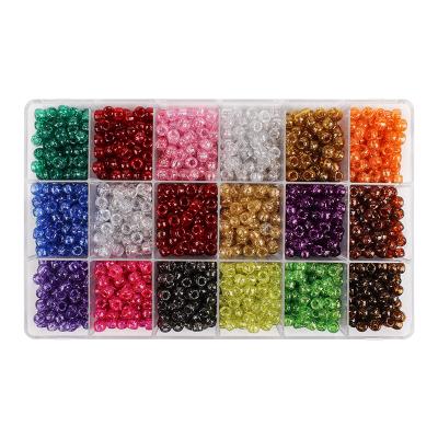 China Plastic acrylic 18 colors pony beads with 2300 gillter beads set for jewelry making for sale