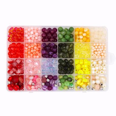 China Wholesale 24 Beautiful Colors Mixed Shapes Bead Kit Crystal Beads Set For Jewelry Making DIY for sale