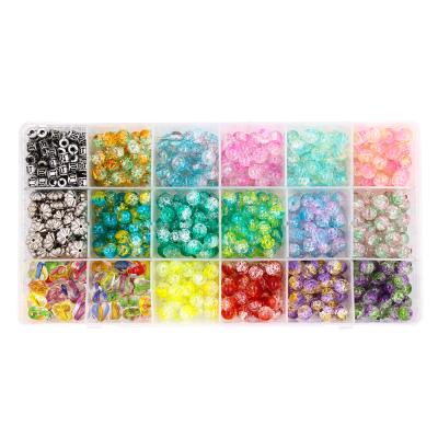 China Trendy 24 Colors Mixed Style DIY Acrylic Clear Transparent Cracked Beads Kit For Jewelry Making for sale